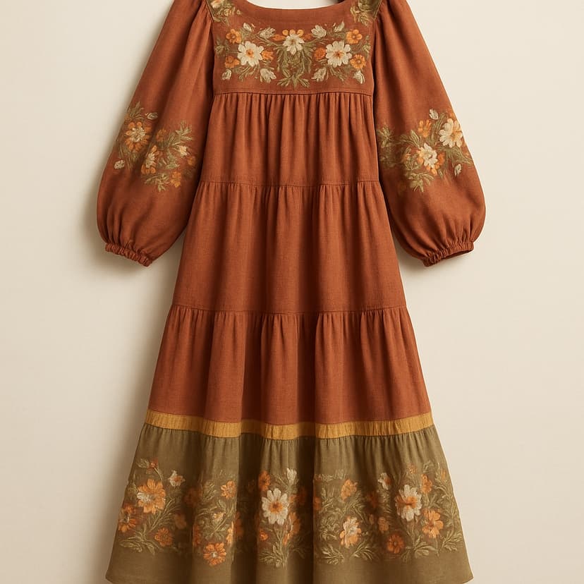 Bohemian maxi dress with intricate embroidery
